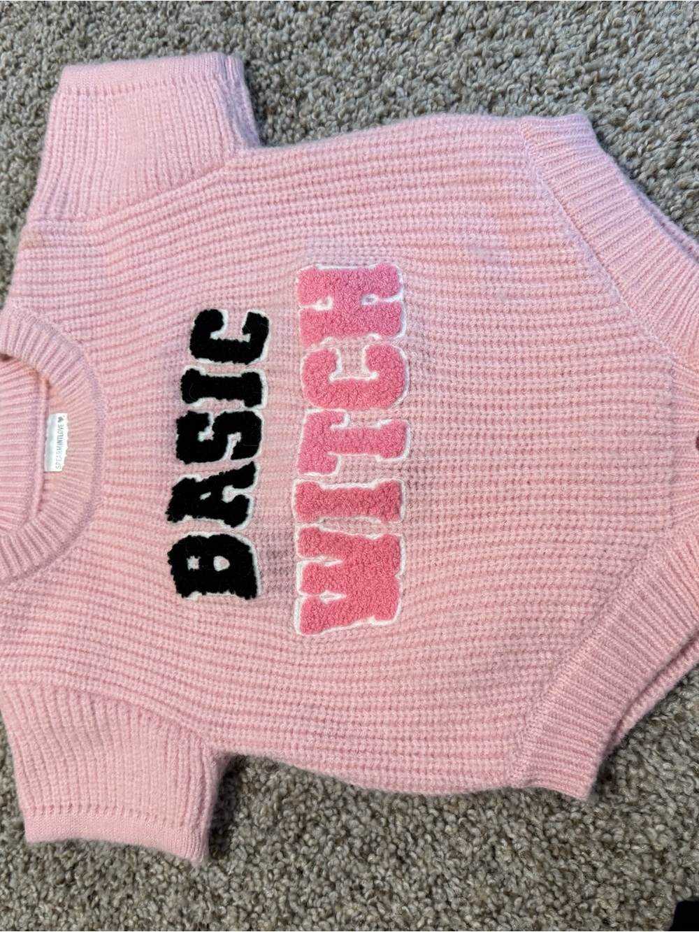 Women's Pink 'BASIC WITCH' Crewneck Knit Sweater